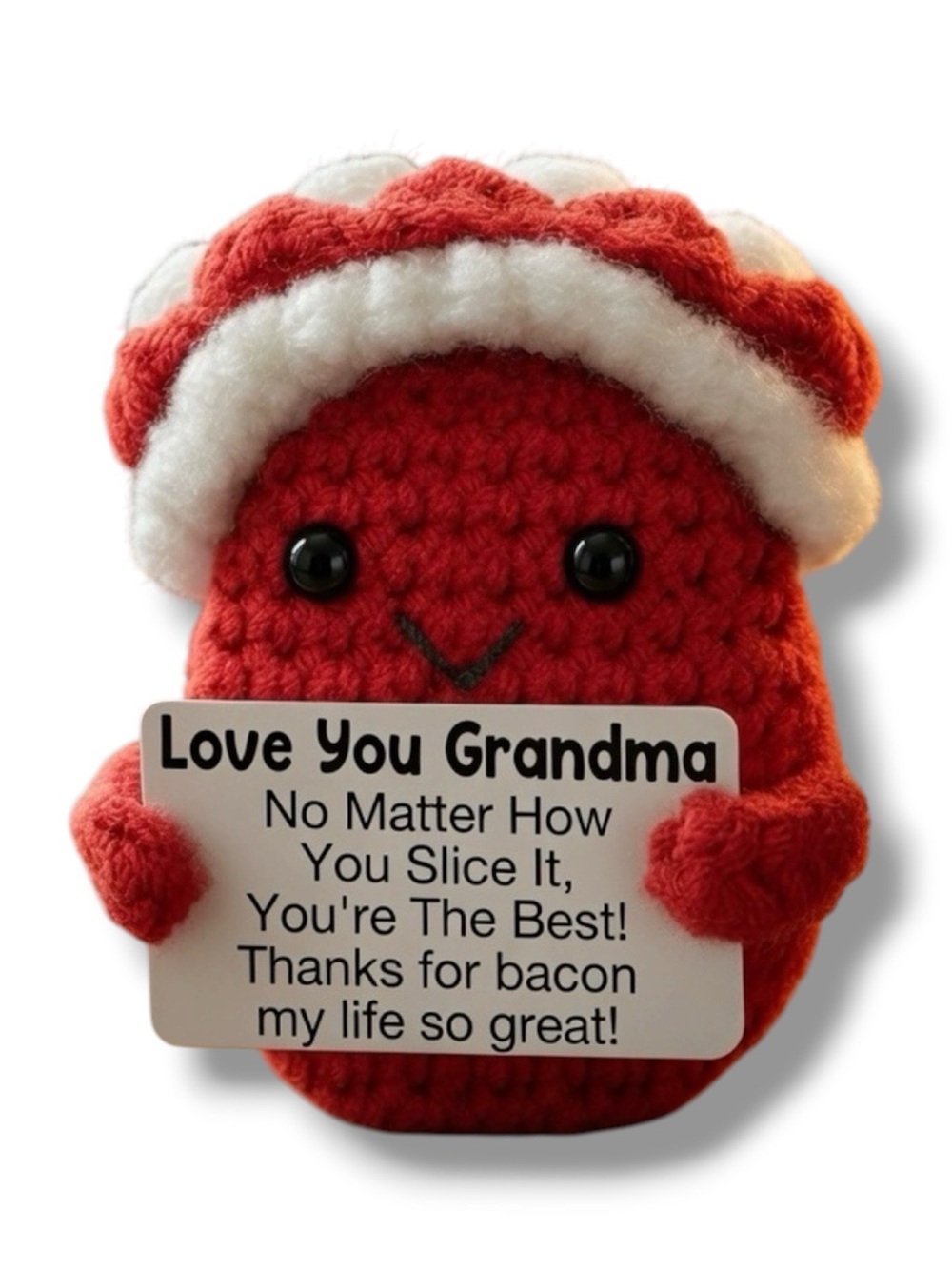 "Love You Grandma..." Mini Crochet Bacon Plush - NWT